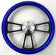 Steering Wheel 14 Black Billet 5-hole Metallic Blue Wrap Polished Chevy Horn