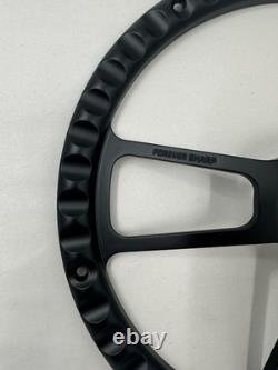 Steering Wheel 14 Black Billet 5-Hole Metallic Blue Wrap Polished Chevy Horn
