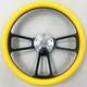 Steering Wheel 14 Black Billet 5-hole Yellow Wrap Polished Retro Gmc Horn
