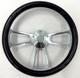 Steering Wheel 14 Polished Billet 5-hole Dark Wood Wrap Polished Plain Horn