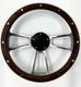 Steering Wheel 14 Polished Billet 5-hole Wood Wrap Brass Rivets Black Horn