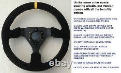 Suede Racing Steering Wheel 330mm And Boss Kit Fits Vw Golf Mk4 Mk5 Polo + More