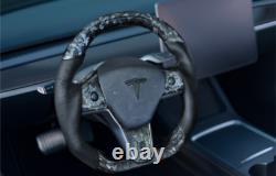Tesla Model 3 & Y Forged Carbon Heated Steering Wheel with Alcantara