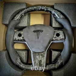 Tesla Model 3 & Y Forged Carbon Heated Steering Wheel with Alcantara