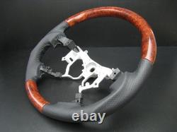 Toyota TUNDRA 2nd Gen 2007-2013 Burl wood genuine leather steering wheel-SPORTS