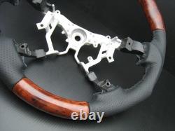 Toyota TUNDRA 2nd Gen 2007-2013 Burl wood genuine leather steering wheel-SPORTS