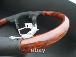 Toyota TUNDRA 2nd Gen 2007-2013 Burl wood genuine leather steering wheel-SPORTS