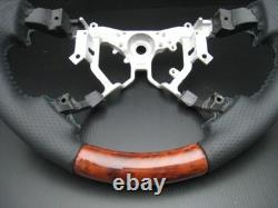 Toyota TUNDRA 2nd Gen 2007-2013 Burl wood genuine leather steering wheel-SPORTS