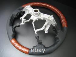 Toyota TUNDRA 2nd Gen 2007-2013 Burl wood genuine leather steering wheel-SPORTS