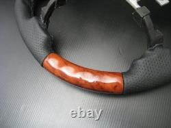 Toyota TUNDRA 2nd Gen 2007-2013 Burl wood genuine leather steering wheel-SPORTS