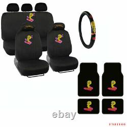 Tweety Bird Classic Front Rear Car Floor Mats Seat Covers & Steering Wheel Cover