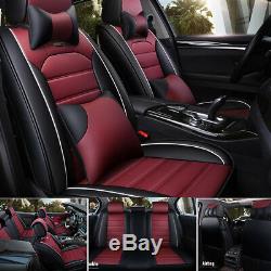 US Luxury 11pcs Car Seat Cover Cushion Front+Rear Full Set PU Leather Protector