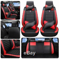 US Luxury 11pcs Car Seat Cover Cushion Front+Rear Full Set PU Leather Protector