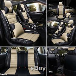 US Luxury 11pcs Car Seat Cover Cushion Front+Rear Full Set PU Leather Protector