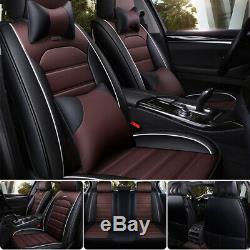 US Luxury 11pcs Car Seat Cover Cushion Front+Rear Full Set PU Leather Protector