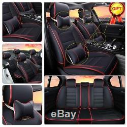 US Luxury 11pcs Car Seat Cover Cushion Front+Rear Full Set PU Leather Protector