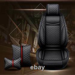 US Luxury PU Leather Car Seat Covers Front & Rear Cushion Set 5-Seats SUV Truck