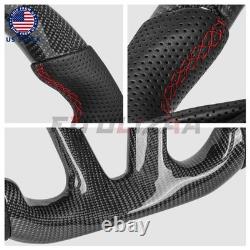 US Stock Heated Carbon Fiber Steering Wheel For 15- 26 Dodge Charger Challenger