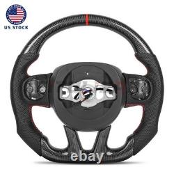 US Stock Heated Carbon Fiber Steering Wheel For 15- 26 Dodge Charger Challenger