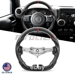 US Stock Real Carbon Fiber Steering Wheel For Jeep Wrangler JK JKU 2011-2017