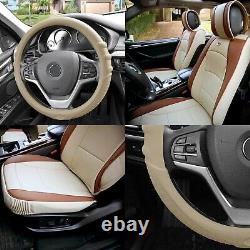 Ultra Comfort Leatherette Seat Cushions Front with Beige Steering Wheel Cover