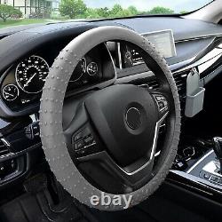 Ultra Comfort Leatherette Seat Cushions Front with Gray Steering Wheel Cover