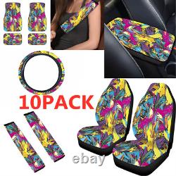 Universal 10X Car Seat Cover+Steering Wheel Cover+Seat Belt Armrest Pad