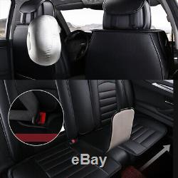 Universal 3D Black Car Top Leather Seat Cover with Steering Wheel Cover Full Set