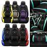 Universal 5-seat Car Seat Cover Pu Leather&ice Silk Cushion+steering Wheel Cover