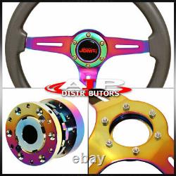 Universal 6 Bolt Steering Wheel Gunmetal Neo Chrome Center + Extender Upgrade