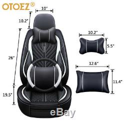 Universal Car Seat Covers Full Set Breathable Leather with Steering Wheel Cover