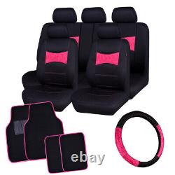 Universal Car Seat Covers with lace Steering Wheel Cover Car Floor Mats Pink