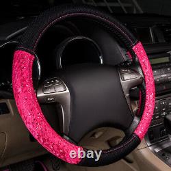 Universal Car Seat Covers with lace Steering Wheel Cover Car Floor Mats Pink