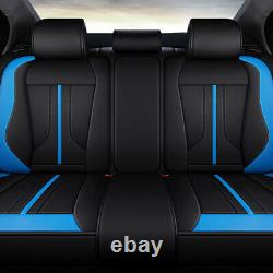 Universal Leather Car Seat Cover Set+Steering Wheel Cover 5-Seats Auto Protector
