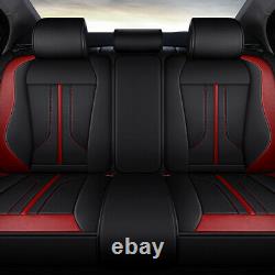 Universal Leather Car Seat Cover Set+Steering Wheel Cover 5-Seats Auto Protector