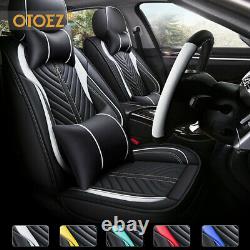 Universal Luxury Leather Car 5 Seat Covers Front Rear Interior Cushion Protector