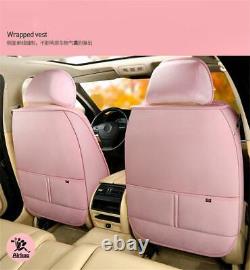 Universal Pink Plush Car Seat Covers Set with Steering Wheel Cover For 5-Seats Car