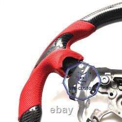 VINS REAL CARBON FIBER Steering Wheel FOR NISSAN 370Z Z34 With RED LEATHER