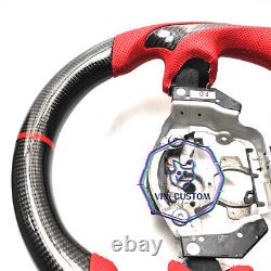 VINS REAL CARBON FIBER Steering Wheel FOR NISSAN 370Z Z34 With RED LEATHER