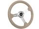 Vsw 14 Inch Tan Leather Steering Wheel, 6-bolt Brushed Spoke, 2.5 Inch Dish