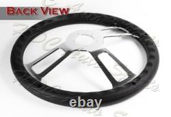 W-Power 18 Black Leather Grip 5-Hole Chrome 3-Spoke Vintage Steering Wheel