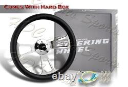 W-Power 18 Black Leather Grip 5-Hole Chrome 3-Spoke Vintage Steering Wheel