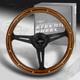 W-power 350mm Classic Dark Wood Grip 6-holes Black Spoke 14-inch Steering Wheel
