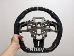 White-stitched carbon fiber steering wheel for the 2016-2017 Ford Mustang GT US