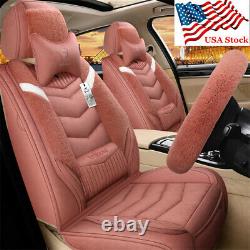 Winter Plush Car Seat Warm Pad & Steering Wheel Cover Full Set Universal Red USA