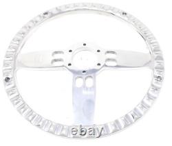 Wood Steering Wheel 14 Inch Aluminum with Installation Adapter and Horn 69-94