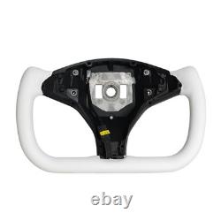 Yoke Leather Steering Wheel for Tesla Model X Model S 14-20 with Heated White