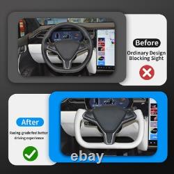 Yoke Leather Steering Wheel for Tesla Model X Model S 14-20 with Heated White