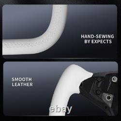 Yoke Leather Steering Wheel for Tesla Model X Model S 14-20 with Heated White