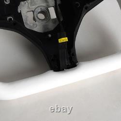 Yoke Leather Steering Wheel for Tesla Model X Model S 14-20 with Heated White